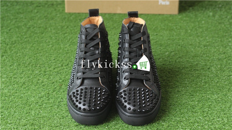 Super High End Christian Louboutin Flat Sneaker High Top Black Leather